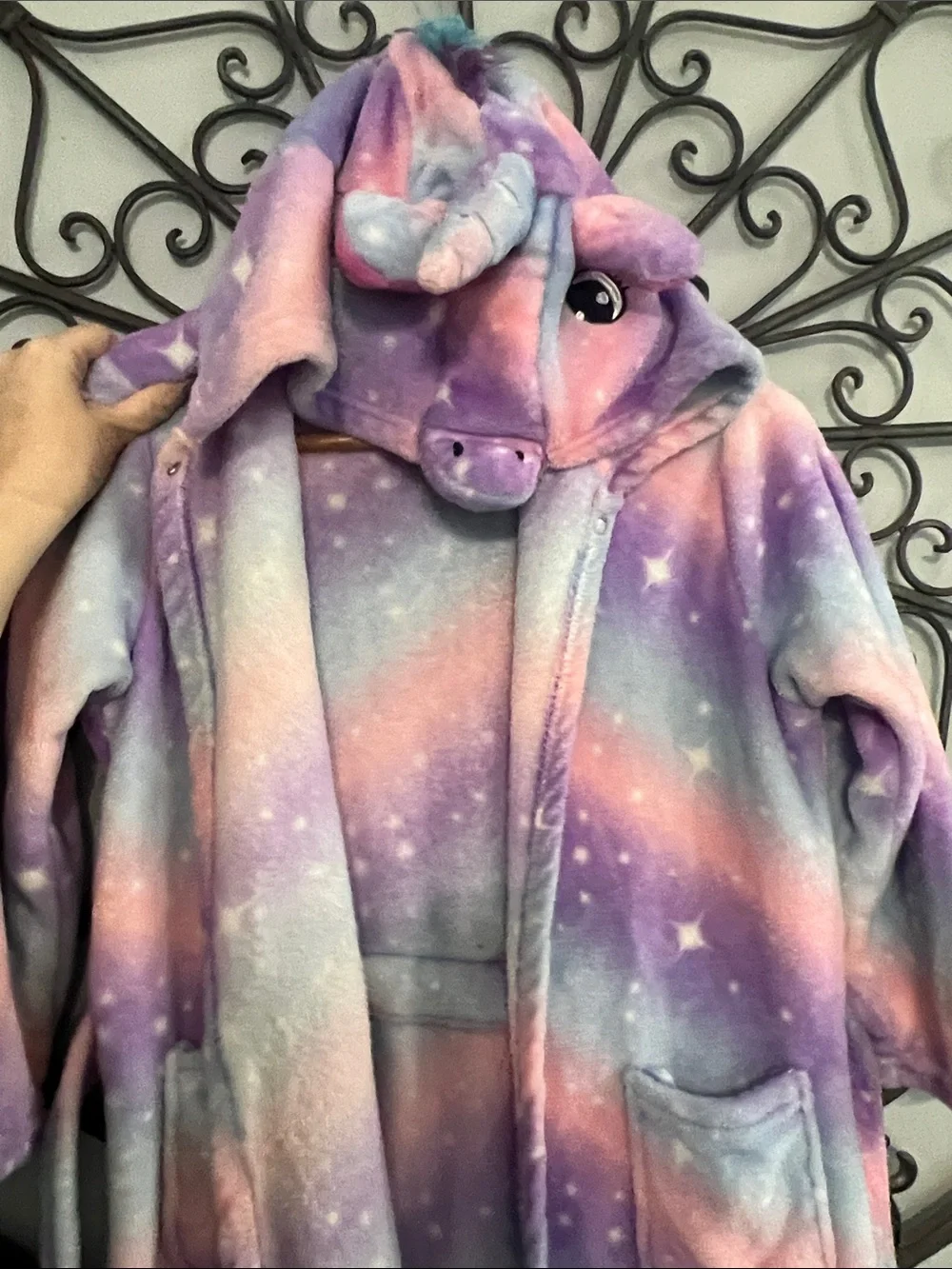 Kids Plush Unicorn Hooded Robe in Pastel Lavender and Pink NWOT